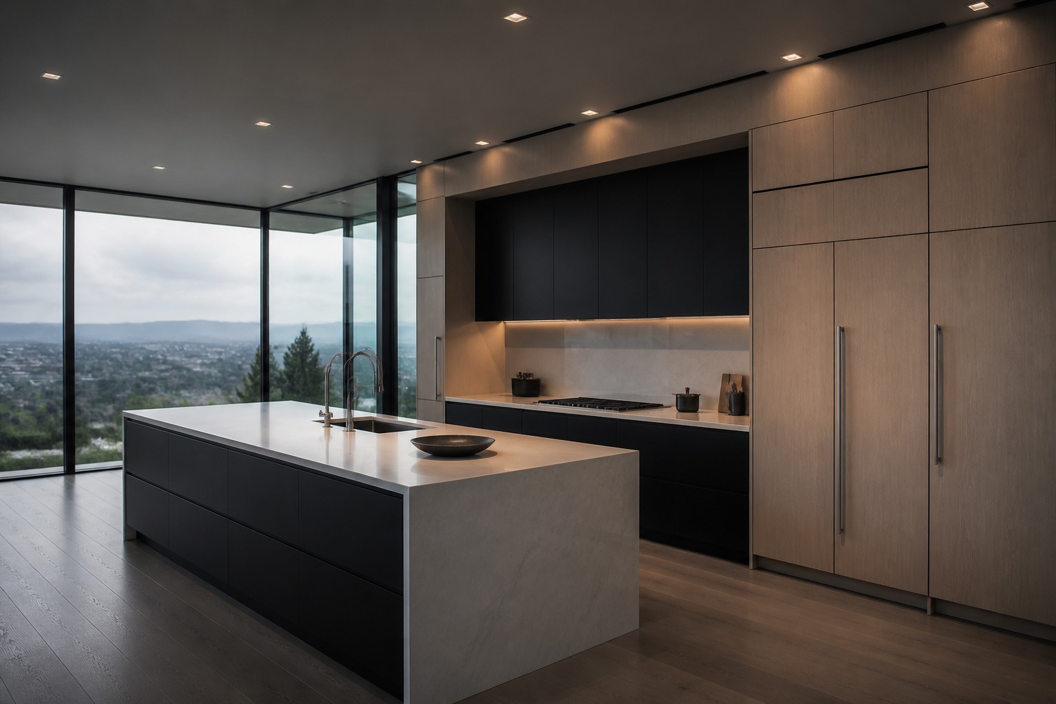 High-end Cupertino kitchen with a built-in Sub-Zero column